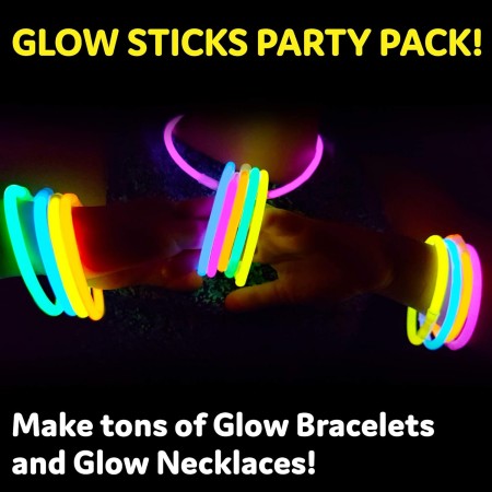 Glow Sticks - Paquete de 400 unidades de 8 pulgadas que brillan en la oscuridad, palos de luz, collares y pulseras brillantes