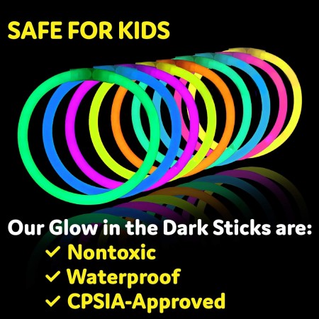 Glow Sticks - Paquete de 400 unidades de 8 pulgadas que brillan en la oscuridad, palos de luz, collares y pulseras brillantes