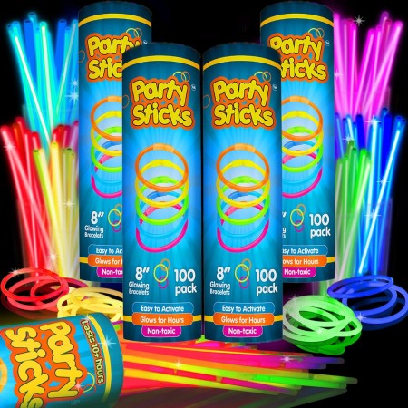 Glow Sticks - Paquete de 400 unidades de 8 pulgadas que brillan en la oscuridad, palos de luz, collares y pulseras brillantes