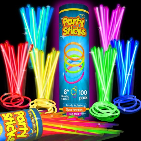 Glow Sticks - Paquete de 400 unidades de 8 pulgadas que brillan en la oscuridad, palos de luz, collares y pulseras brillantes