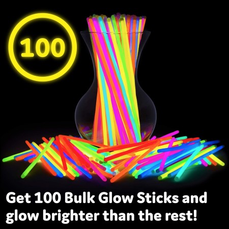 Glow Sticks - Paquete de 400 unidades de 8 pulgadas que brillan en la oscuridad, palos de luz, collares y pulseras brillantes