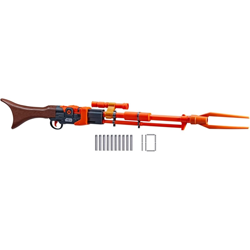 NERF Star Wars Amban Phase-Pulse Blaster, The Mandalorian, Scope, 10 dardos oficiales de élite, carga de nalgas, 50.25 pulgadas