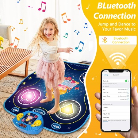 Tapete de baile para niños de 3 a 12 años, alfombrillas de baile electrónicas iluminadas, juguetes de regalo con Bluetooth juego