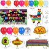 97 piezas de decoraciones mexicanas para fiestas de cumpleaños para niños, niñas y adultos, kit de guirnalda de arco de globos,