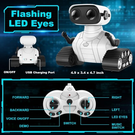 Hamourd Juguetes robóticos - Juguetes para niños, robots RC recargables, juguete de control remoto con demostración automática,