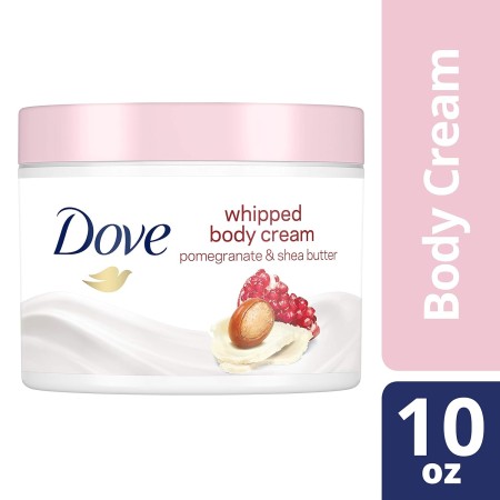 Dove Crema corporal batida para piel seca Hidratante de granada y manteca de karité, nutre la piel profundamente, 10 oz