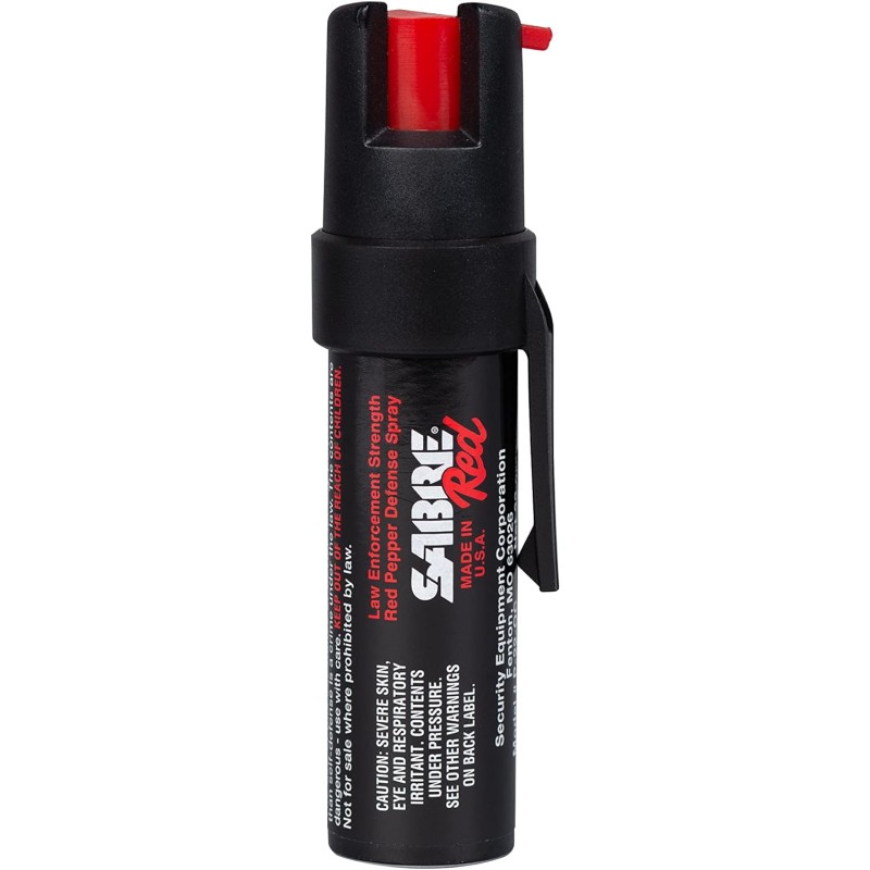 SABRE RED Compact Pepper Spray, Max Police Strength OC Spray with UV Dye, Compact Belt Clip For Easy Carry & Fast Access,