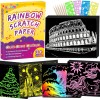 pigipigi Juguete para niños de 3 a 12 años: Kit de arte de papel para rascar arco iris, juego de arte de 5 colores de fondo,