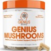 Genius Mushroom – Melena de león, Cordyceps y Reishi – Mejorador del sistema inmunitario y suplemento cerebral nootrópico –