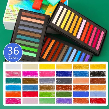 LOONENG Tiza pastel suave no tóxica, tiza suave para proyectos de manualidades, dibujo, mezcla, capas, sombreado, 36 colores