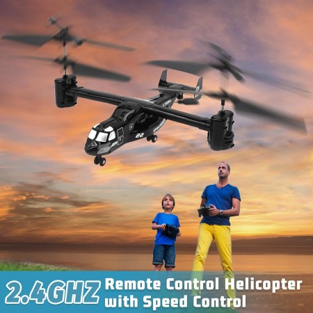 Mostop Helicóptero RC V-22 4 Chanel de juguete de helicóptero de control remoto con control de velocidad, una tecla de