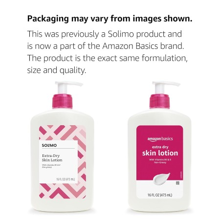 Amazon Basics Loción para la piel extra seca con vitaminas B5 y E, aroma limpio, 16 fl oz (anteriormente Solimo)