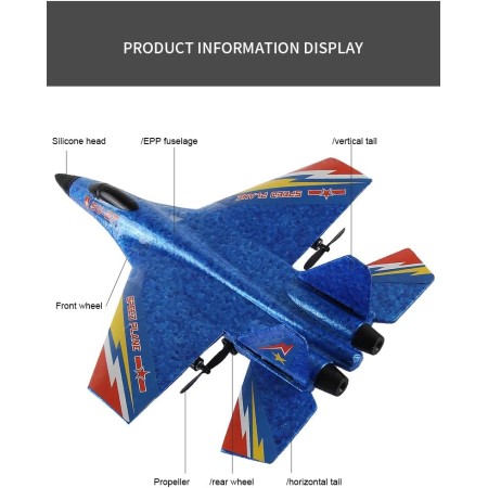 Avión RC, aviones planeadores de control remoto, Su-27 listo para volar, avión de control remoto de 2 canales de 2.4 GHZ, con