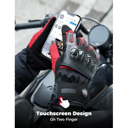 KEMIMOTO Guantes de motocicleta de invierno para hombres y mujeres, guantes impermeables para pantalla táctil, para ATV, esquí,