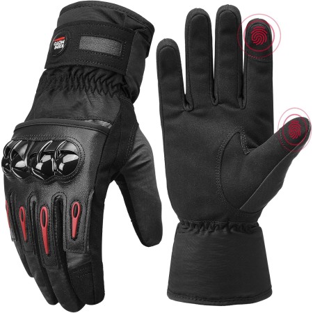 KEMIMOTO Guantes de motocicleta de invierno para hombres y mujeres, guantes impermeables para pantalla táctil, para ATV, esquí,