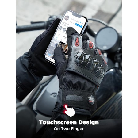 KEMIMOTO Guantes de motocicleta de invierno para hombres y mujeres, guantes impermeables para pantalla táctil, para ATV, esquí,