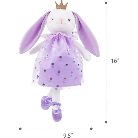 June Garden Bailarina Princesa Polina de 16 pulgadas – Muñeca suave de peluche – Traje rosa – Regalo para niñas pequeñas