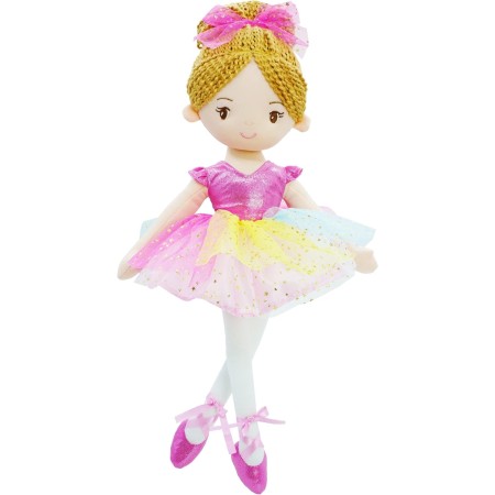 June Garden Bailarina Princesa Polina de 16 pulgadas – Muñeca suave de peluche – Traje rosa – Regalo para niñas pequeñas