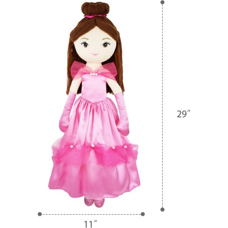 June Garden Bailarina Princesa Polina de 16 pulgadas – Muñeca suave de peluche – Traje rosa – Regalo para niñas pequeñas