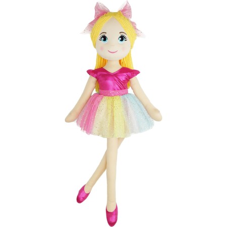 June Garden Bailarina Princesa Polina de 16 pulgadas – Muñeca suave de peluche – Traje rosa – Regalo para niñas pequeñas