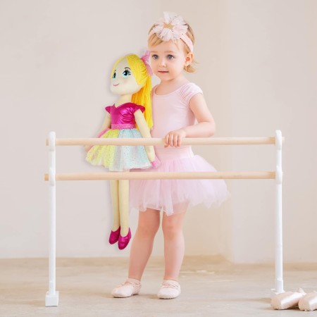 June Garden Bailarina Princesa Polina de 16 pulgadas – Muñeca suave de peluche – Traje rosa – Regalo para niñas pequeñas