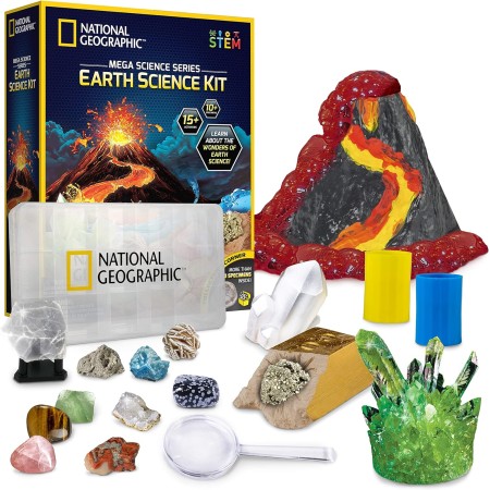 NATIONAL GEOGRAPHIC Kit de ciencia de la Tierra - Más de 15 experimentos científicos para niños, kit de cultivo de cristales,